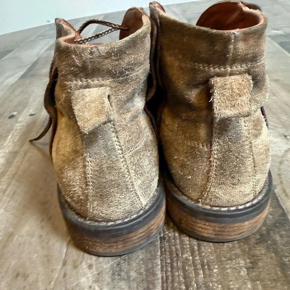 Johnston & Murphy Brown Leather Chukka Boots 8.5‎ Made Italy Lace Up Distressed